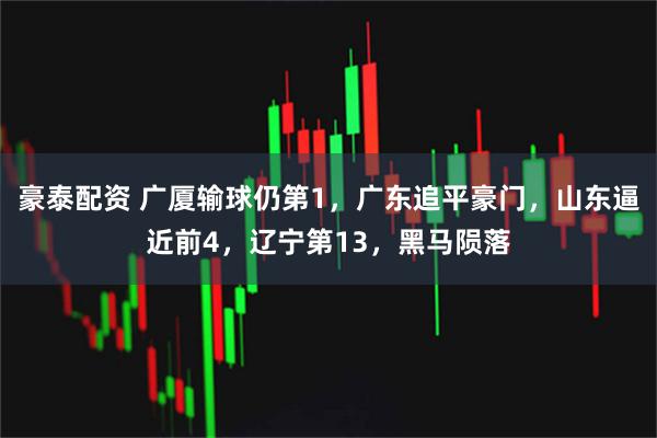 豪泰配资 广厦输球仍第1，广东追平豪门，山东逼近前4，辽宁第13，黑马陨落